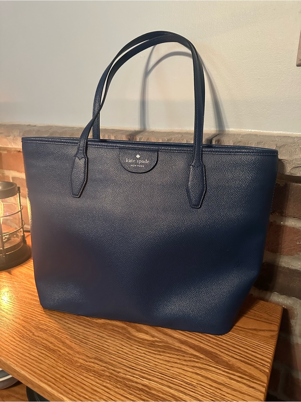 kate spade navy pebbled leather tote